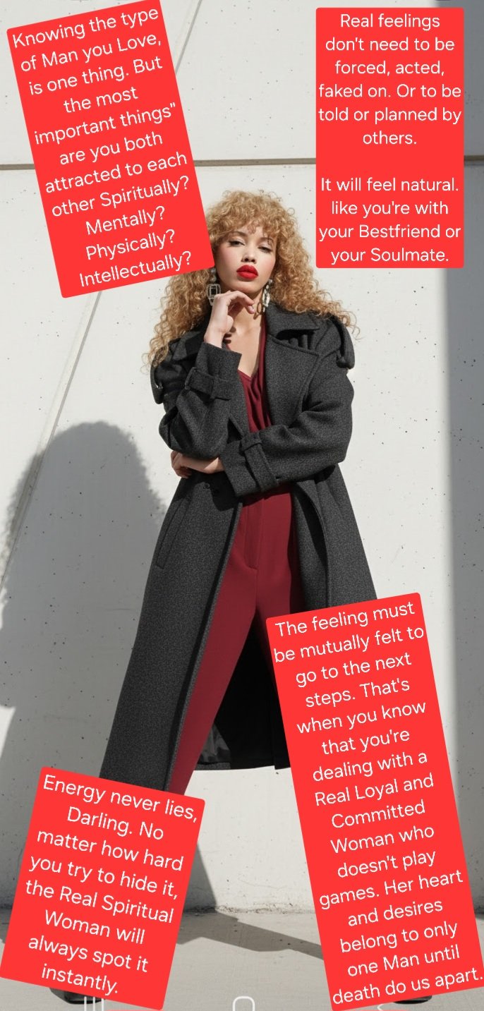 A real spiritual Woman Of God is rare to find. She is spiritualized from her soul.  All her actions are real, it's either you take or leave them. Either way she will always remain herself and carry on with her life goals.