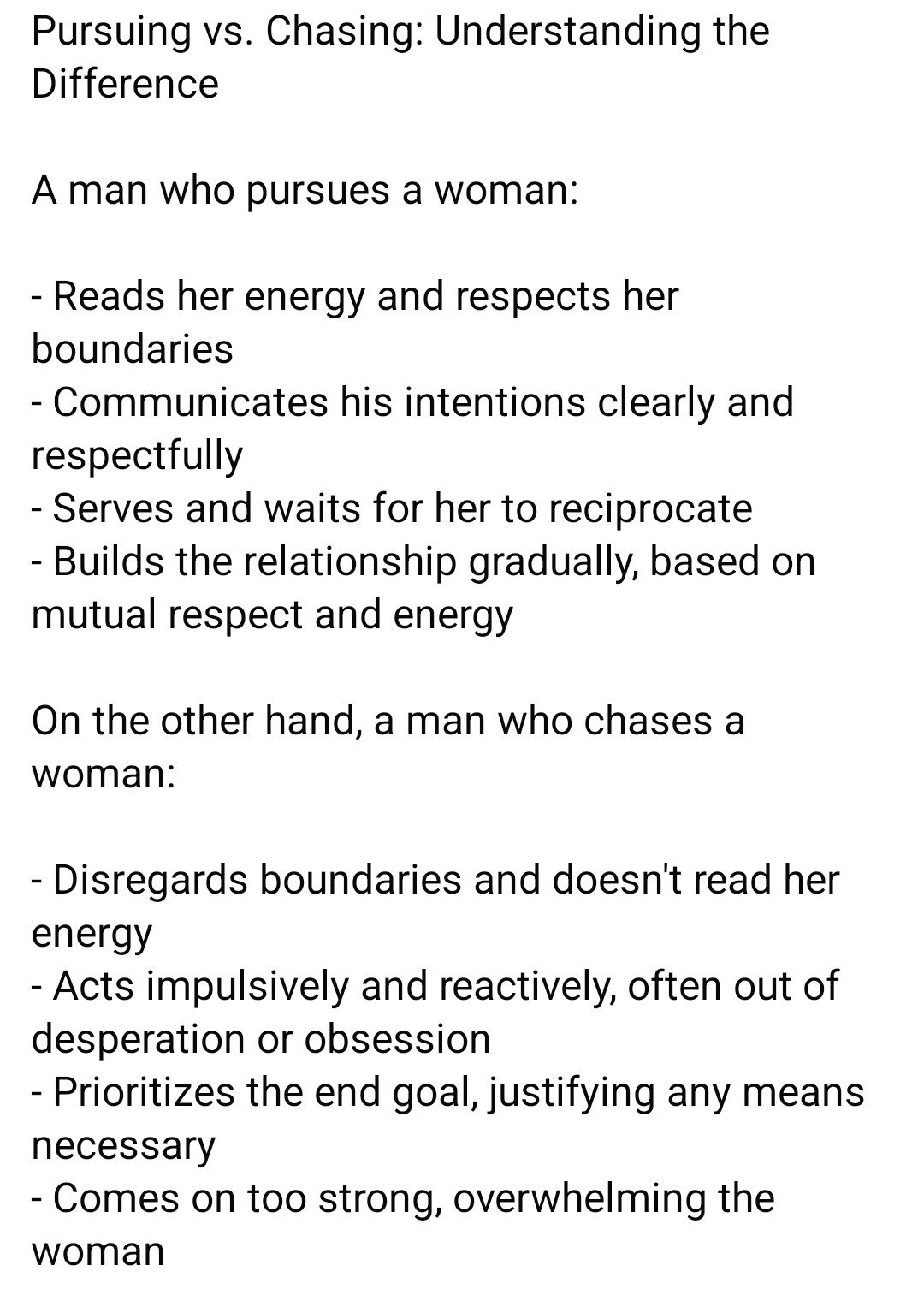 Learn the difference between Pursuing and Chasing